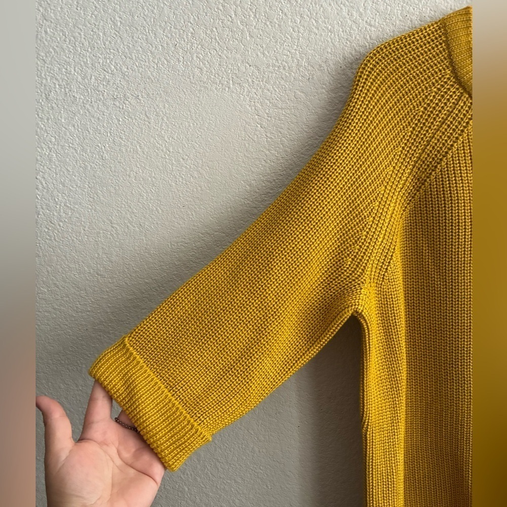 Mote Women's Mustard Yellow Knit Pullover 3/4 Sleeve Casual Sweater S - Picture 4 of 8